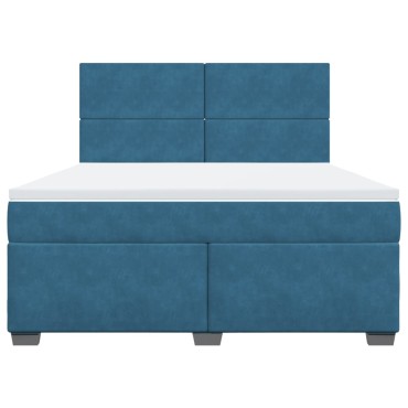 vidaXL Κρεβάτι Boxspring με Στρώμα Μπλε 180x200 εκ. Βελούδινο