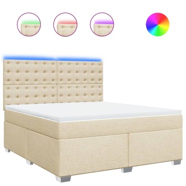 vidaXL Κρεβάτι Boxspring με Στρώμα Κρεμ 180x200cm Υφασμάτινο 1 τεμ. - Διπλό