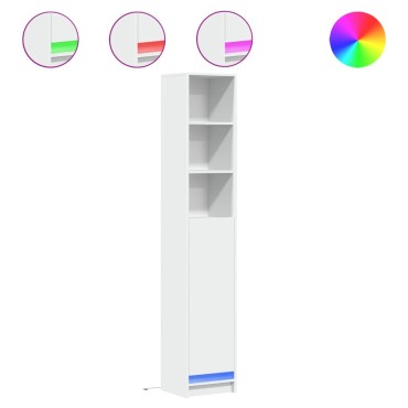 vidaXL Μπουφές με Φώτα LED Λευκός 36x32,5x200cm Επεξεργασμένο Ξύλο 1 τεμ.