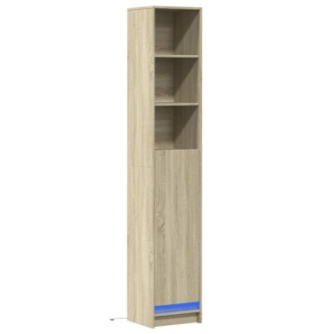 vidaXL Ντουλάπι με Φώτα LED Sonoma Δρυς 36x32,5x200cm Επεξ. Ξύλο 1 τεμ.