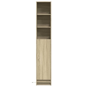 vidaXL Ντουλάπι με Φώτα LED Sonoma Δρυς 36x32,5x200cm Επεξ. Ξύλο 1 τεμ.