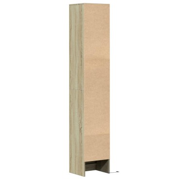 vidaXL Ντουλάπι με Φώτα LED Sonoma Δρυς 36x32,5x200cm Επεξ. Ξύλο 1 τεμ.