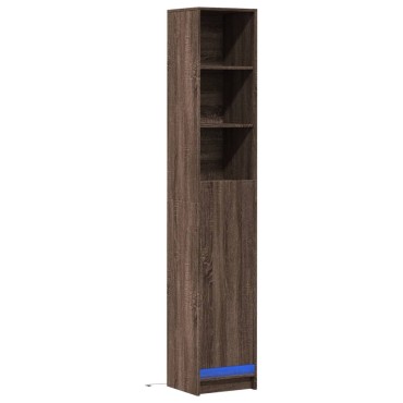 vidaXL Ντουλάπι με Φώτα LED Καφέ Δρυς 36x32,5x200cm Επεξ. Ξύλο 1 τεμ.