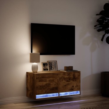 vidaXL Έπιπλο Τοίχου Τηλεόρασης με LED Καπνιστή Δρυς 80x31x38cm