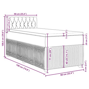 vidaXL Κρεβάτι Boxspring με Στρώμα Σκούρο Πράσινο 90x190 εκ. Βελούδινο