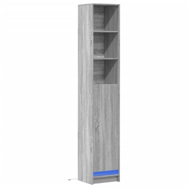 vidaXL Ντουλάπι με Φώτα LED Γκρι Sonoma 36x32,5x200cm Επεξ. Ξύλο 1 τεμ.