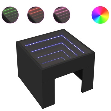 vidaXL Τραπεζάκι Σαλονιού Άπειρο Φως LED Μαύρο 40x40x30cm 1 τεμ.