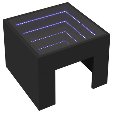 vidaXL Τραπεζάκι Σαλονιού Άπειρο Φως LED Μαύρο 40x40x30cm 1 τεμ.