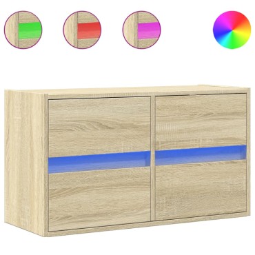 vidaXL Έπιπλο Τοίχου Τηλεόρασης με LED Sonoma Δρυς 80x31x45cm