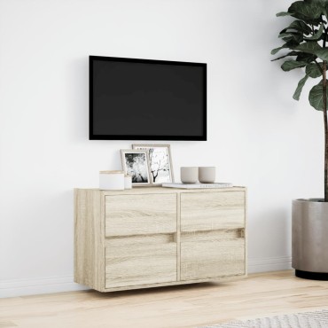 vidaXL Έπιπλο Τοίχου Τηλεόρασης με LED Sonoma Δρυς 80x31x45cm