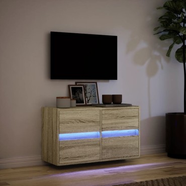 vidaXL Έπιπλο Τοίχου Τηλεόρασης με LED Sonoma Δρυς 80x31x45cm