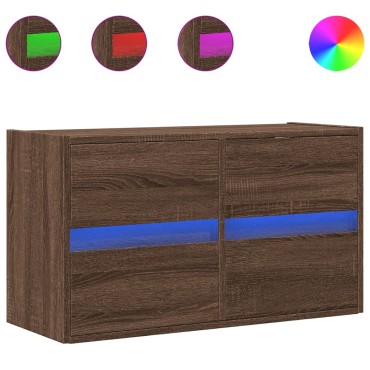 vidaXL Έπιπλο Τοίχου Τηλεόρασης με LED Καφέ Δρυς 80x31x45cm