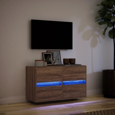 vidaXL Έπιπλο Τοίχου Τηλεόρασης με LED Καφέ Δρυς 80x31x45cm