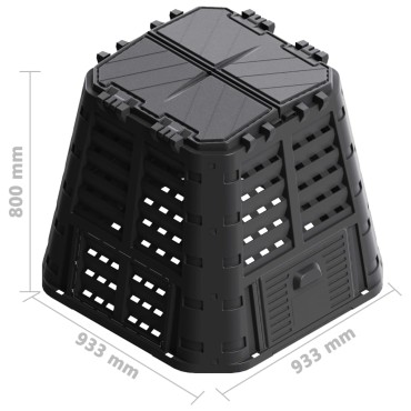 vidaXL Κάδος Κομποστοποίησης Μαύρος 93,3 x 93,3 x 80 εκ. 480 Λίτρων