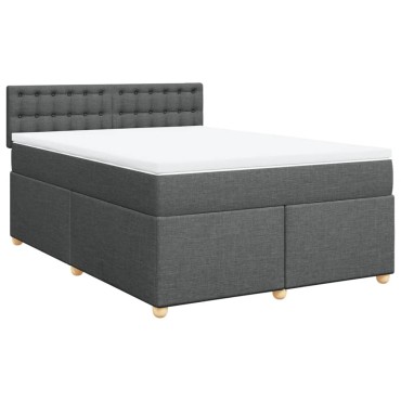 vidaXL Κρεβάτι Boxspring με Στρώμα Σκούρο Γκρι 140x190 εκ. Υφασμάτινο