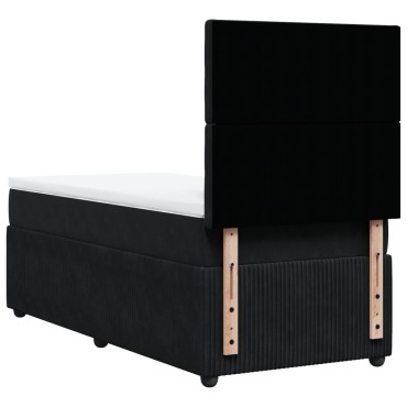 vidaXL Κρεβάτι Boxspring με Στρώμα Μαύρο 90x200 εκ. Βελούδινο