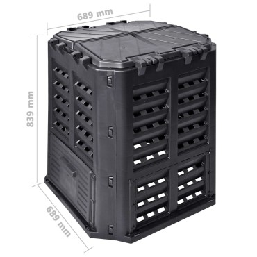 vidaXL Κάδος Κομποστοποίησης Μαύρος 68,9 x 68,9 x 83,9 εκ. 360 Λίτρων