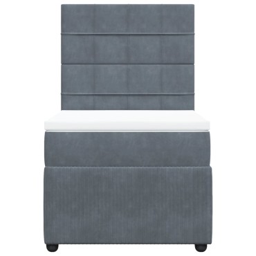 vidaXL Κρεβάτι Boxspring με Στρώμα Σκούρο Γκρι 90x200 εκ. Βελούδινο