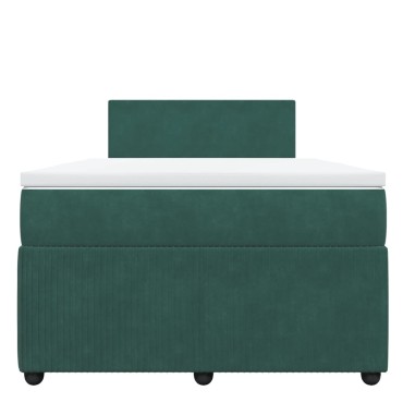 vidaXL Κρεβάτι Boxspring με Στρώμα Σκούρο Πράσινο 120x190εκ. Βελούδινο