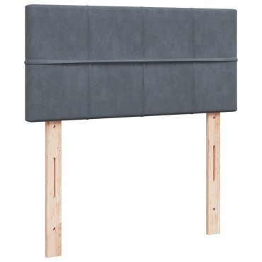 vidaXL Κρεβάτι Boxspring με Στρώμα Σκούρο Γκρι 90x200cm Βελούδινο 1 τεμ. - Μονό