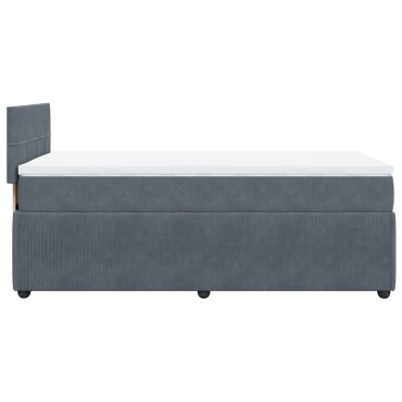 vidaXL Κρεβάτι Boxspring με Στρώμα Σκούρο Γκρι 90x200cm Βελούδινο 1 τεμ. - Μονό