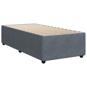 vidaXL Κρεβάτι Boxspring με Στρώμα Σκούρο Γκρι 90x200cm Βελούδινο 1 τεμ. - Μονό