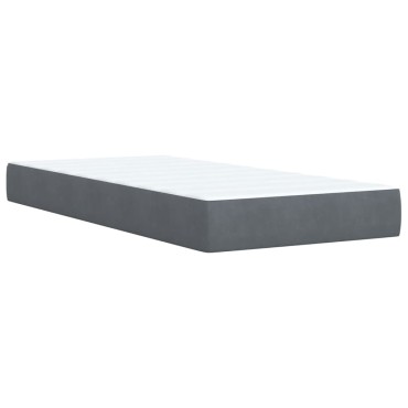 vidaXL Κρεβάτι Boxspring με Στρώμα Σκούρο Γκρι 90x200cm Βελούδινο 1 τεμ. - Μονό