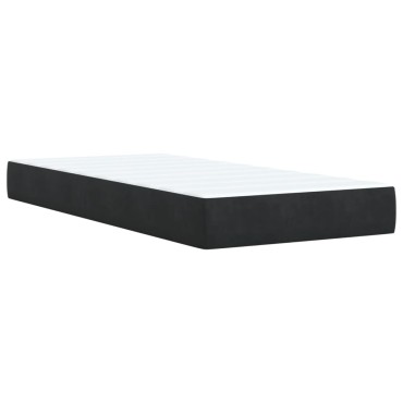 vidaXL Κρεβάτι Boxspring με Στρώμα Μαύρο 90x200cm Βελούδινο 1 τεμ. - Μονό