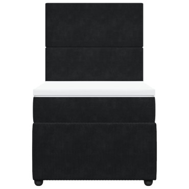 vidaXL Κρεβάτι Boxspring με Στρώμα Μαύρο 90x200cm Βελούδινο 1 τεμ. - Μονό