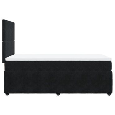 vidaXL Κρεβάτι Boxspring με Στρώμα Μαύρο 90x200cm Βελούδινο 1 τεμ. - Μονό