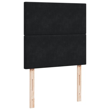 vidaXL Κρεβάτι Boxspring με Στρώμα Μαύρο 90x200cm Βελούδινο 1 τεμ. - Μονό