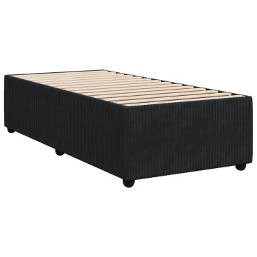 vidaXL Κρεβάτι Boxspring με Στρώμα Μαύρο 90x200cm Βελούδινο 1 τεμ. - Μονό