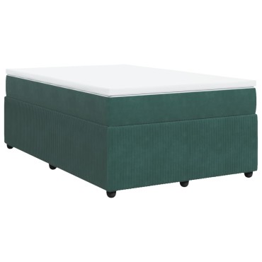 vidaXL Κρεβάτι Boxspring με Στρώμα Σκούρο Πράσινο 120x190εκ. Βελούδινο