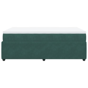 vidaXL Κρεβάτι Boxspring με Στρώμα Σκούρο Πράσινο 120x190εκ. Βελούδινο