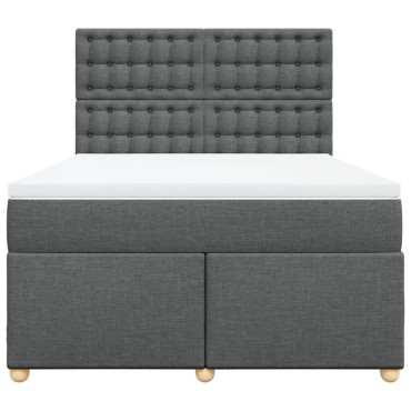 vidaXL Κρεβάτι Boxspring με Στρώμα Σκούρο Γκρι 140x190 εκ. Υφασμάτινο