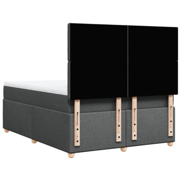vidaXL Κρεβάτι Boxspring με Στρώμα Σκούρο Γκρι 140x190 εκ. Υφασμάτινο