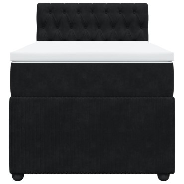 vidaXL Κρεβάτι Boxspring με Στρώμα Μαύρο 90x200 εκ. Βελούδινο