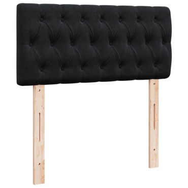 vidaXL Κρεβάτι Boxspring με Στρώμα Μαύρο 90x200 εκ. Βελούδινο