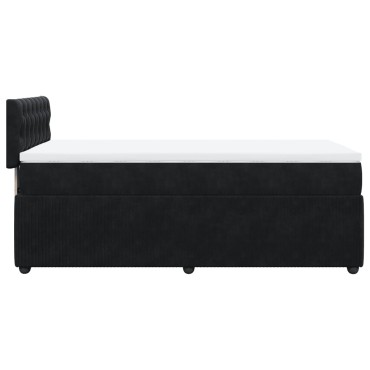 vidaXL Κρεβάτι Boxspring με Στρώμα Μαύρο 90x200 εκ. Βελούδινο