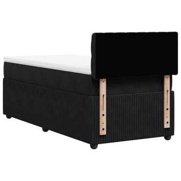 vidaXL Κρεβάτι Boxspring με Στρώμα Μαύρο 90x200 εκ. Βελούδινο