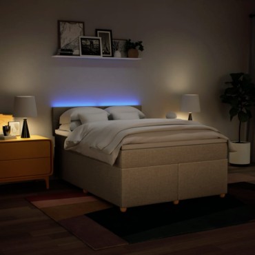 vidaXL Κρεβάτι Boxspring με Στρώμα Κρεμ 140x190cm Υφασμάτινο 1 τεμ. - Μονό