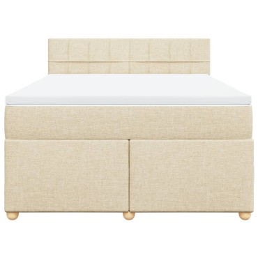 vidaXL Κρεβάτι Boxspring με Στρώμα Κρεμ 140x190cm Υφασμάτινο 1 τεμ. - Μονό