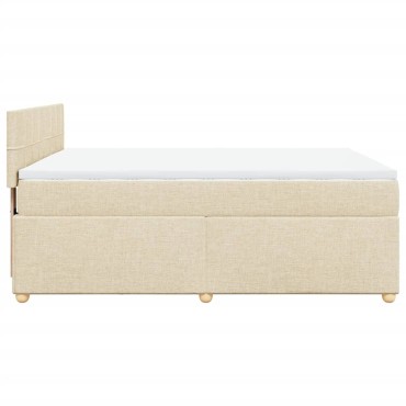 vidaXL Κρεβάτι Boxspring με Στρώμα Κρεμ 140x190cm Υφασμάτινο 1 τεμ. - Μονό
