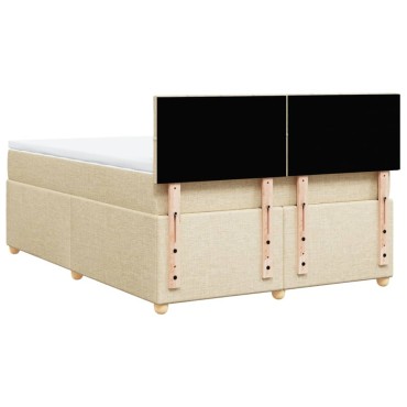 vidaXL Κρεβάτι Boxspring με Στρώμα Κρεμ 140x190cm Υφασμάτινο 1 τεμ. - Μονό
