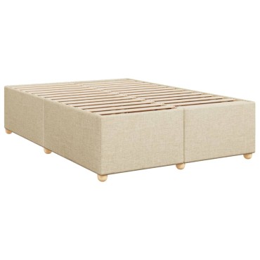 vidaXL Κρεβάτι Boxspring με Στρώμα Κρεμ 140x190cm Υφασμάτινο 1 τεμ. - Μονό