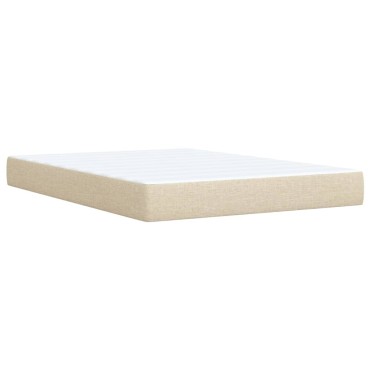 vidaXL Κρεβάτι Boxspring με Στρώμα Κρεμ 140x190cm Υφασμάτινο 1 τεμ. - Μονό