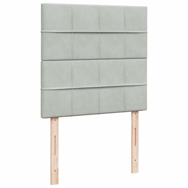 vidaXL Κρεβάτι Boxspring με Στρώμα Ανοιχτό Γκρι 90x200 εκ. Βελούδινο