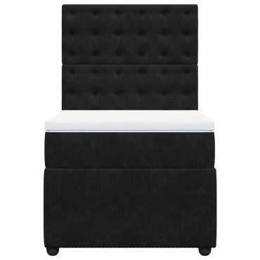 vidaXL Κρεβάτι Boxspring με Στρώμα Μαύρο 90x200 εκ. Βελούδινο