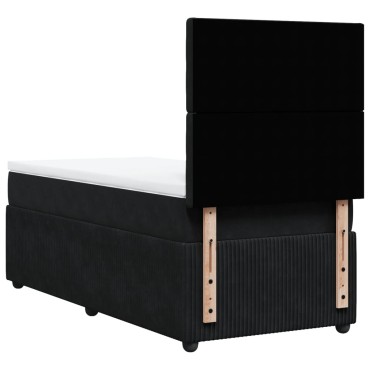 vidaXL Κρεβάτι Boxspring με Στρώμα Μαύρο 90x200 εκ. Βελούδινο