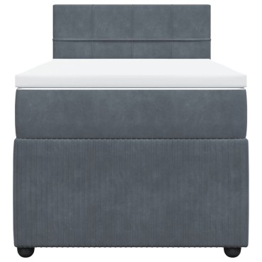 vidaXL Κρεβάτι Boxspring με Στρώμα Σκούρο Γκρι 90x200 εκ. Βελούδινο
